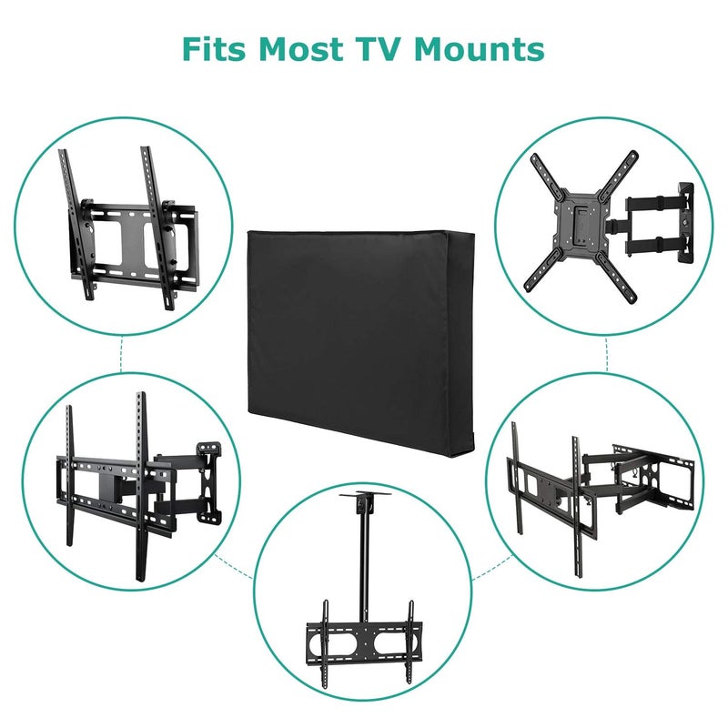 SunPatio Weatherproof Outdoor TV Cover for 41-43 inch Flat Screens, Waterproof Screen Protector with Built-in Remote Pocket, Black - Image 3